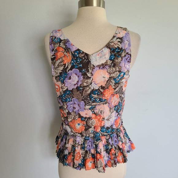 REBECCA TAYLOR penelope silk floral pleated top - Picture 6 of 8